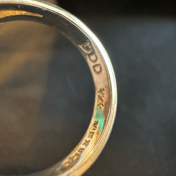 DDD Hammered Sterling silver Amber Size 7 Ring - Picture 7 of 10